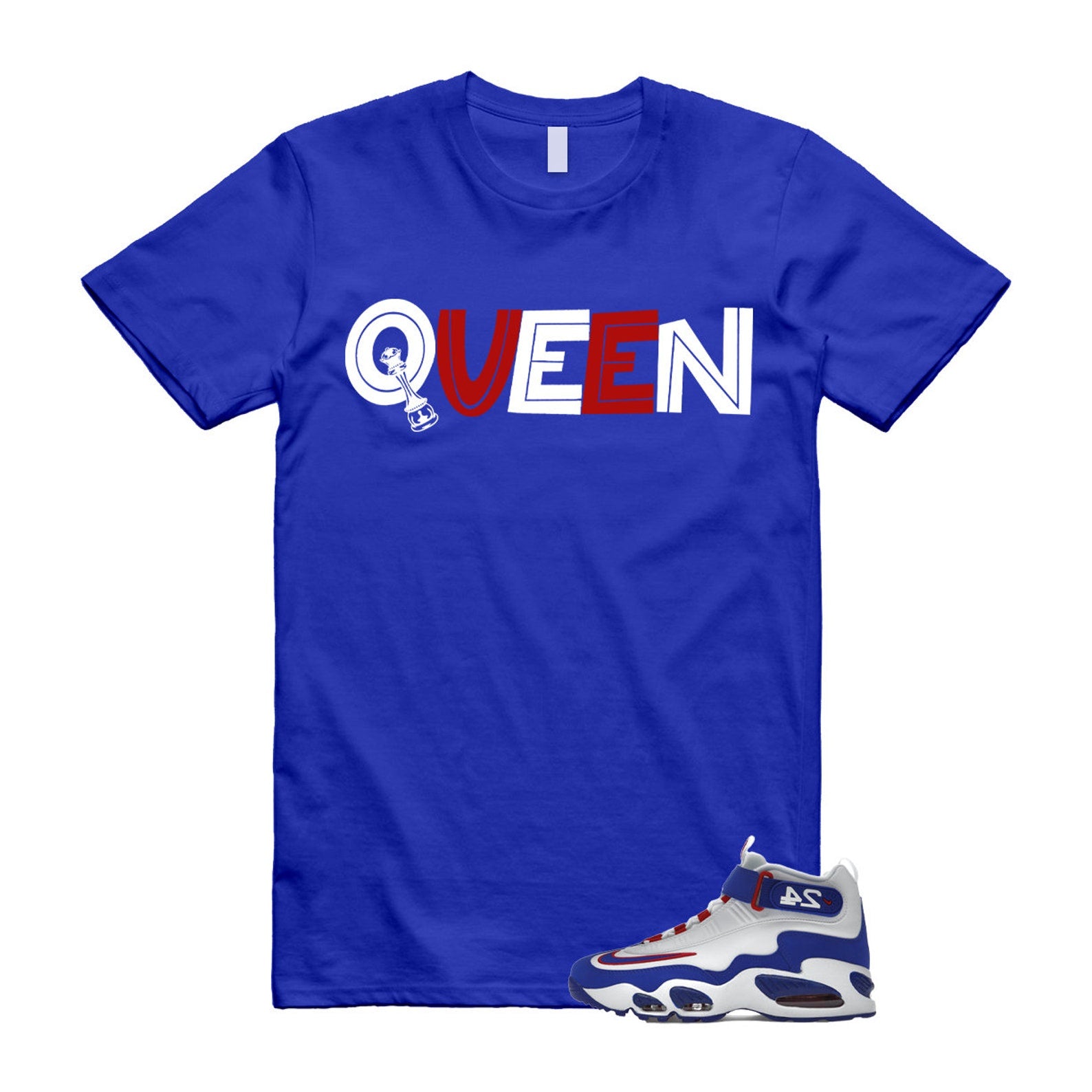 Air Griffey Max 1 USA White Blue Red 24 T Shirt Match QUEEN ,DX3723-100 T-Shirt, Sneaker Match Tee