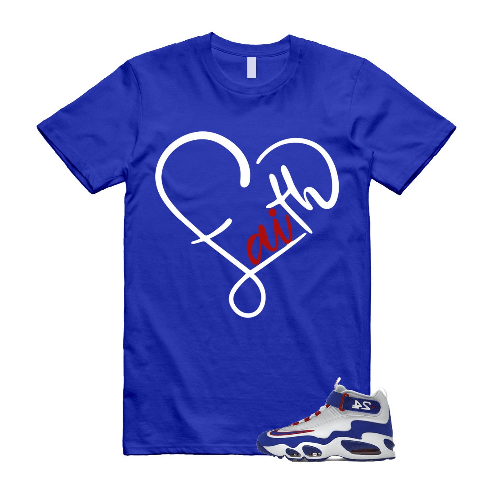 Air Griffey Max 1 USA White Blue Red 24 T Shirt Match FAITH ,DX3723-100 T-Shirt, Sneaker Match Tee
