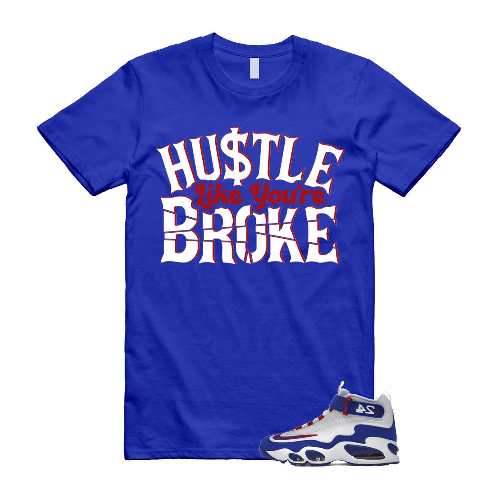 Air Griffey Max 1 USA White Blue Red 24 T Shirt Match BROKE ,DX3723-100 T-Shirt, Sneaker Match Tee