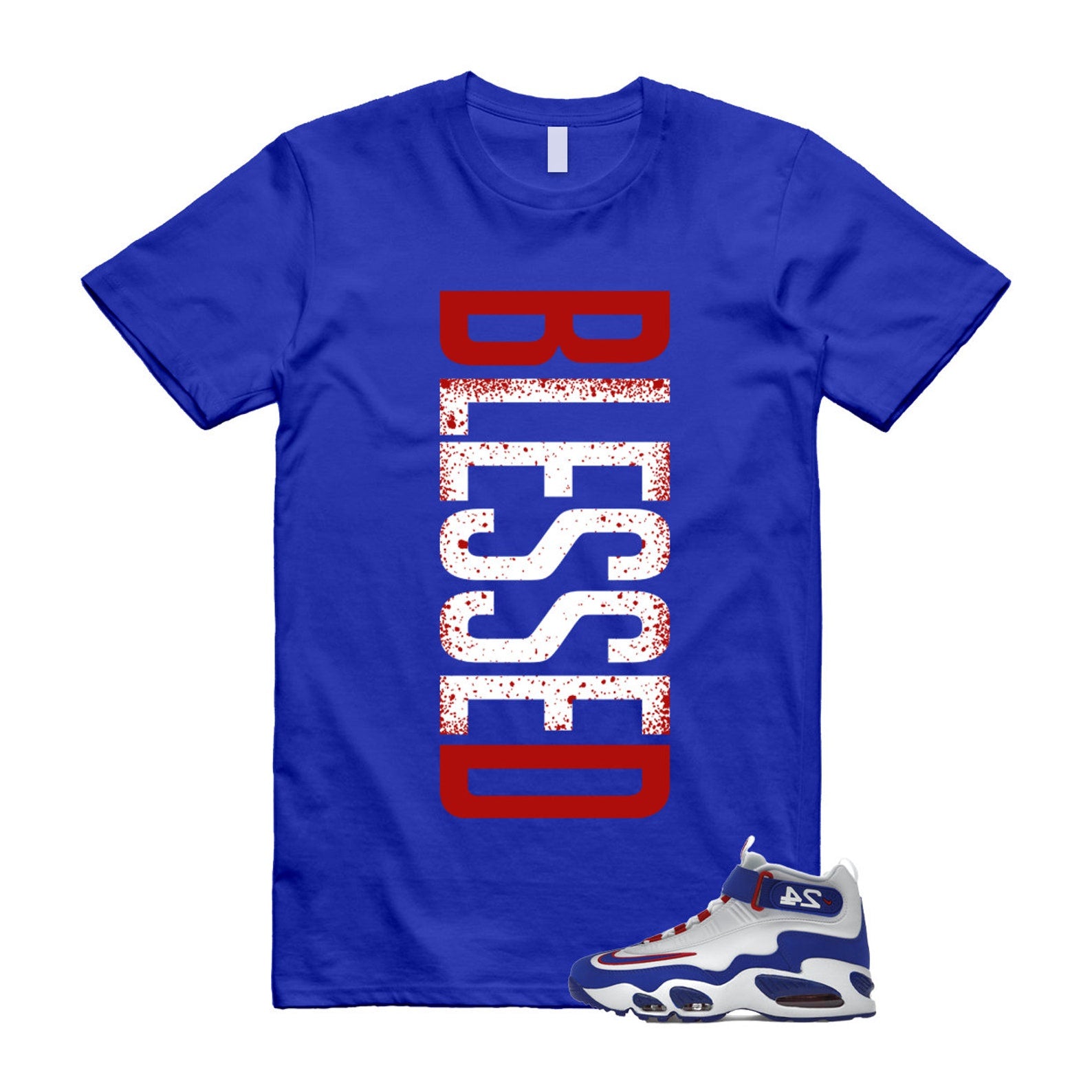 Air Griffey Max 1 USA White Blue Red 24 T Shirt Match VERTBLS ,DX3723-100 T-Shirt, Sneaker Match Tee