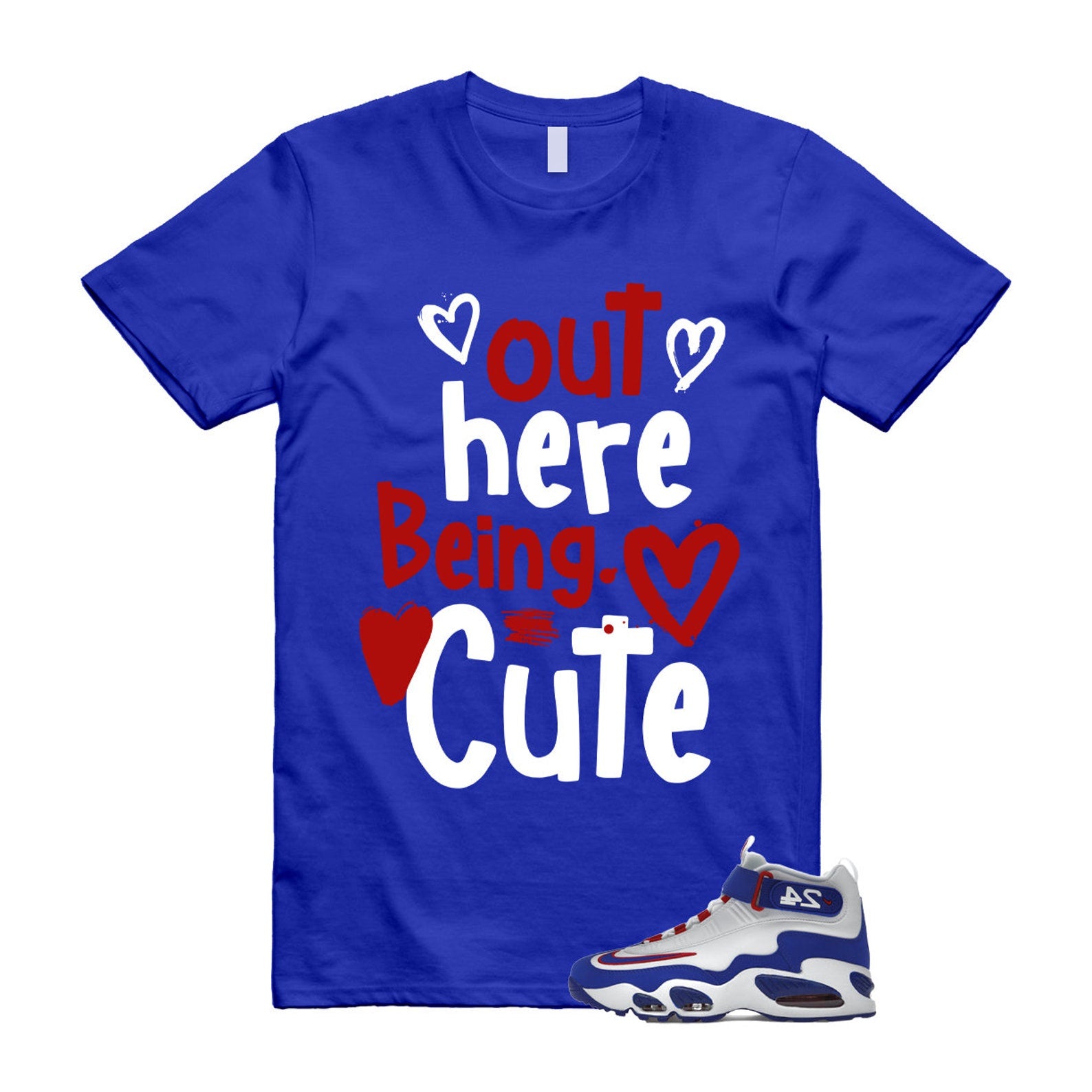 Air Griffey Max 1 USA White Blue Red 24 T Shirt Match Out Here Being Cute ,DX3723-100 T-Shirt, Sneaker Match Tee
