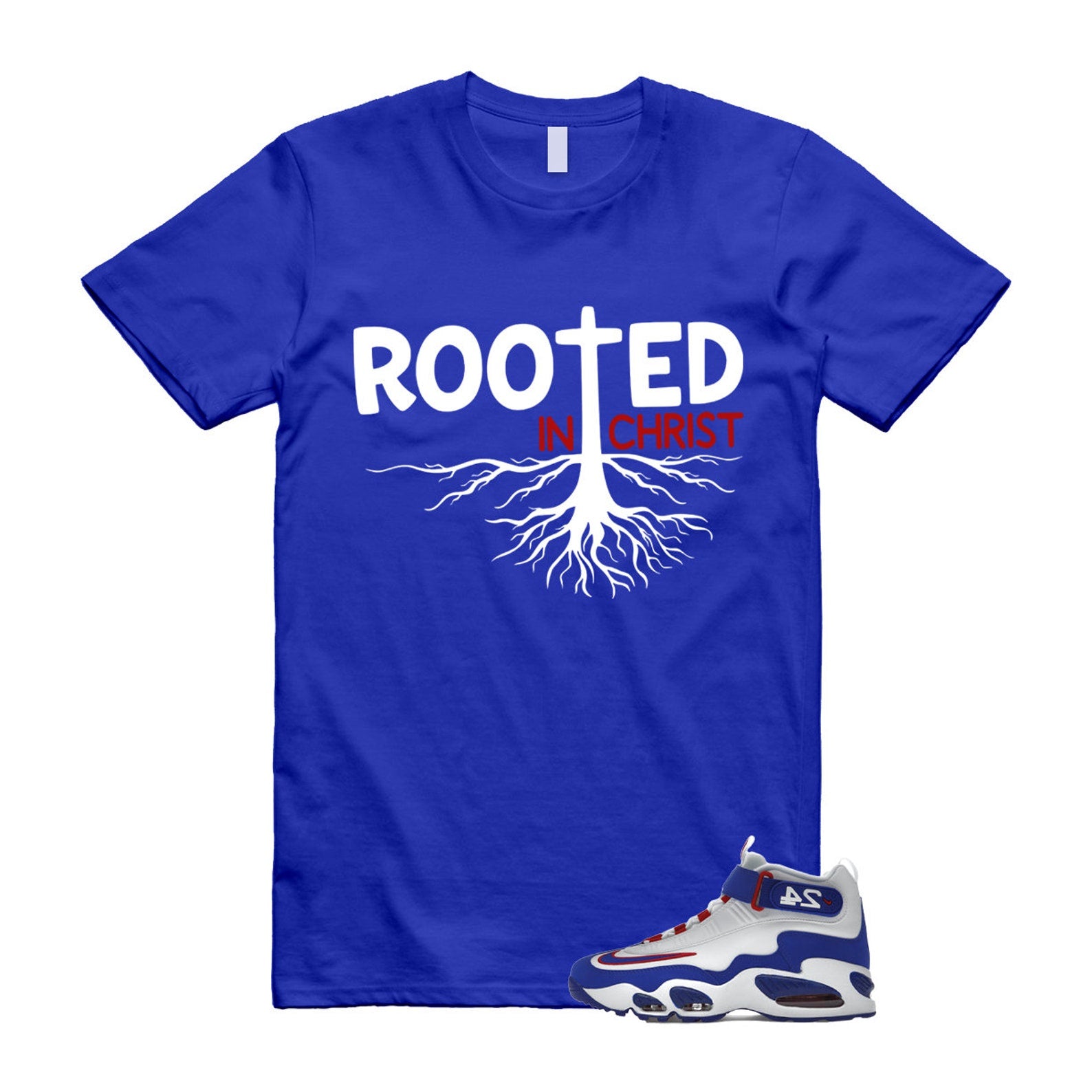 Air Griffey Max 1 USA White Blue Red 24 T Shirt Match ROOTED ,DX3723-100 T-Shirt, Sneaker Match Tee