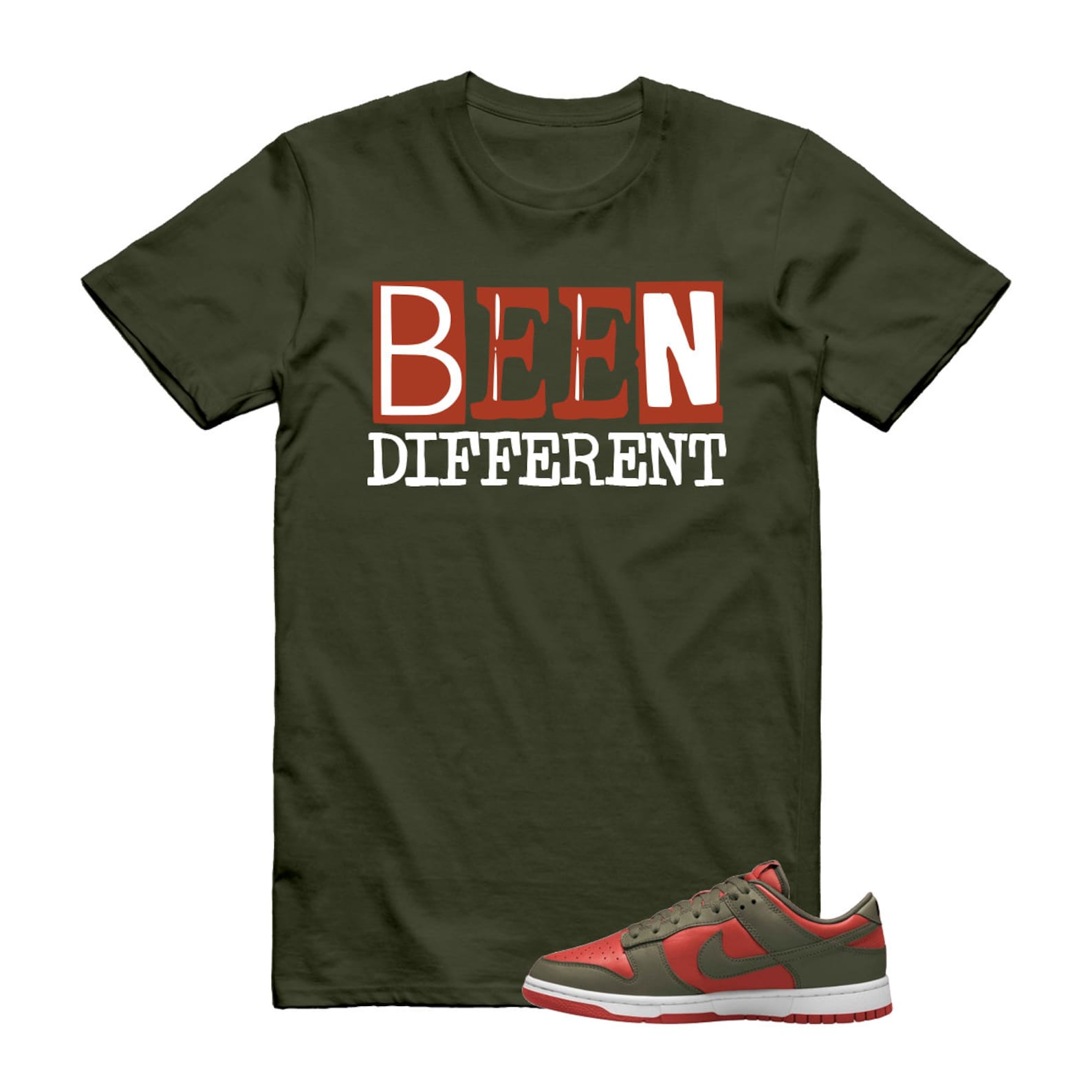 Dunk Mystic Red Cargo Khaki White Low T Shirt Match BEEN ,DV0833-600 T-Shirt, Sneaker Match Tee