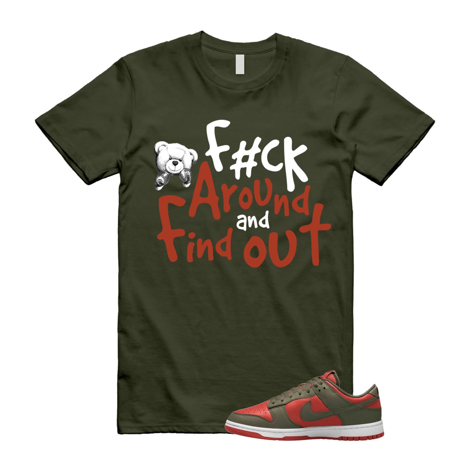 Dunk Mystic Red Cargo Khaki White Low T Shirt Match FCK ,DV0833-600 T-Shirt, Sneaker Match Tee