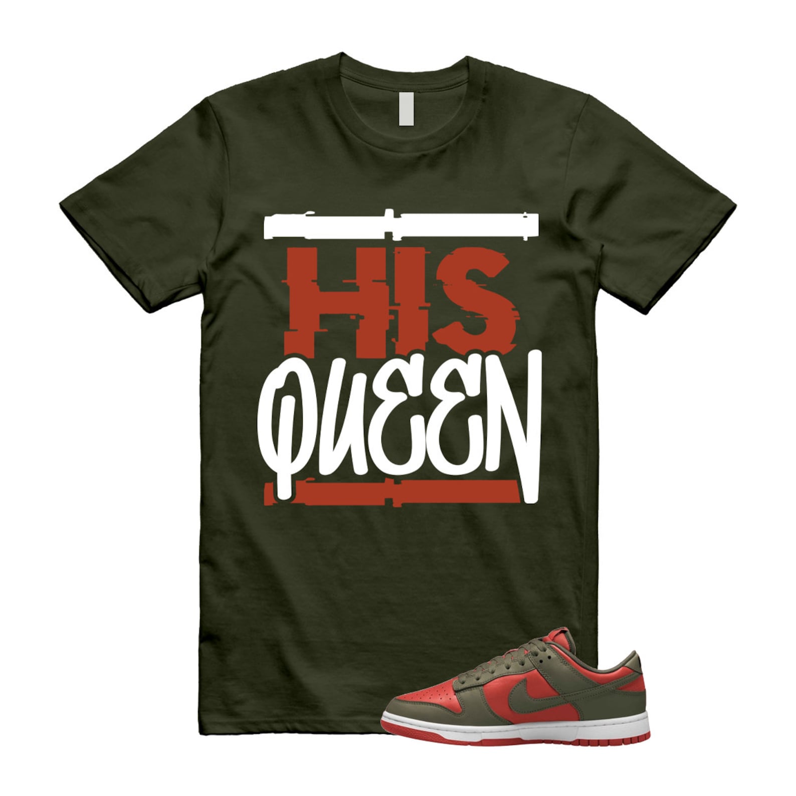 Dunk Mystic Red Cargo Khaki White Low T Shirt Match HQ ,DV0833-600 T-Shirt, Sneaker Match Tee