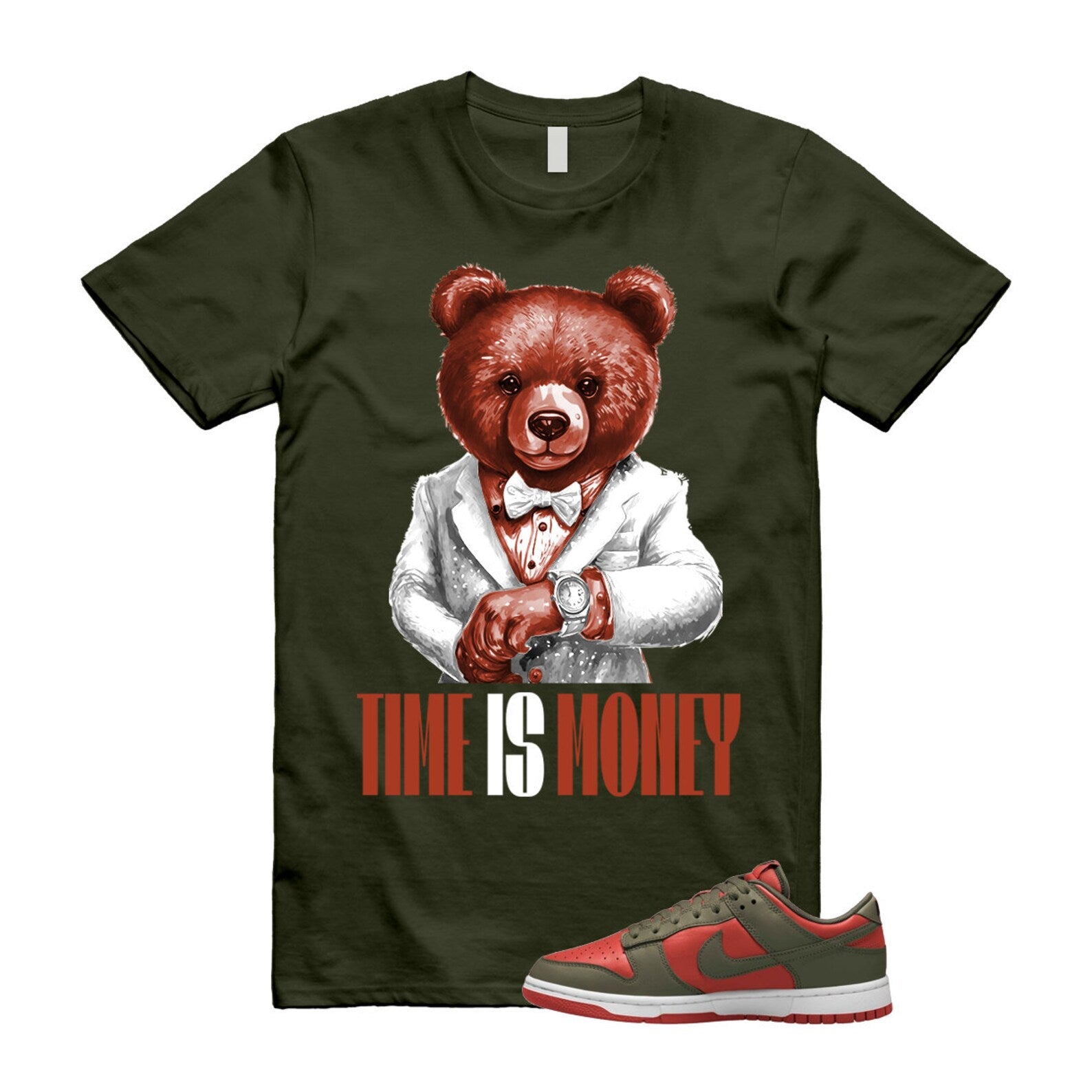 Dunk Mystic Red Cargo Khaki White Low T Shirt Match TIM ,DV0833-600 T-Shirt, Sneaker Match Tee