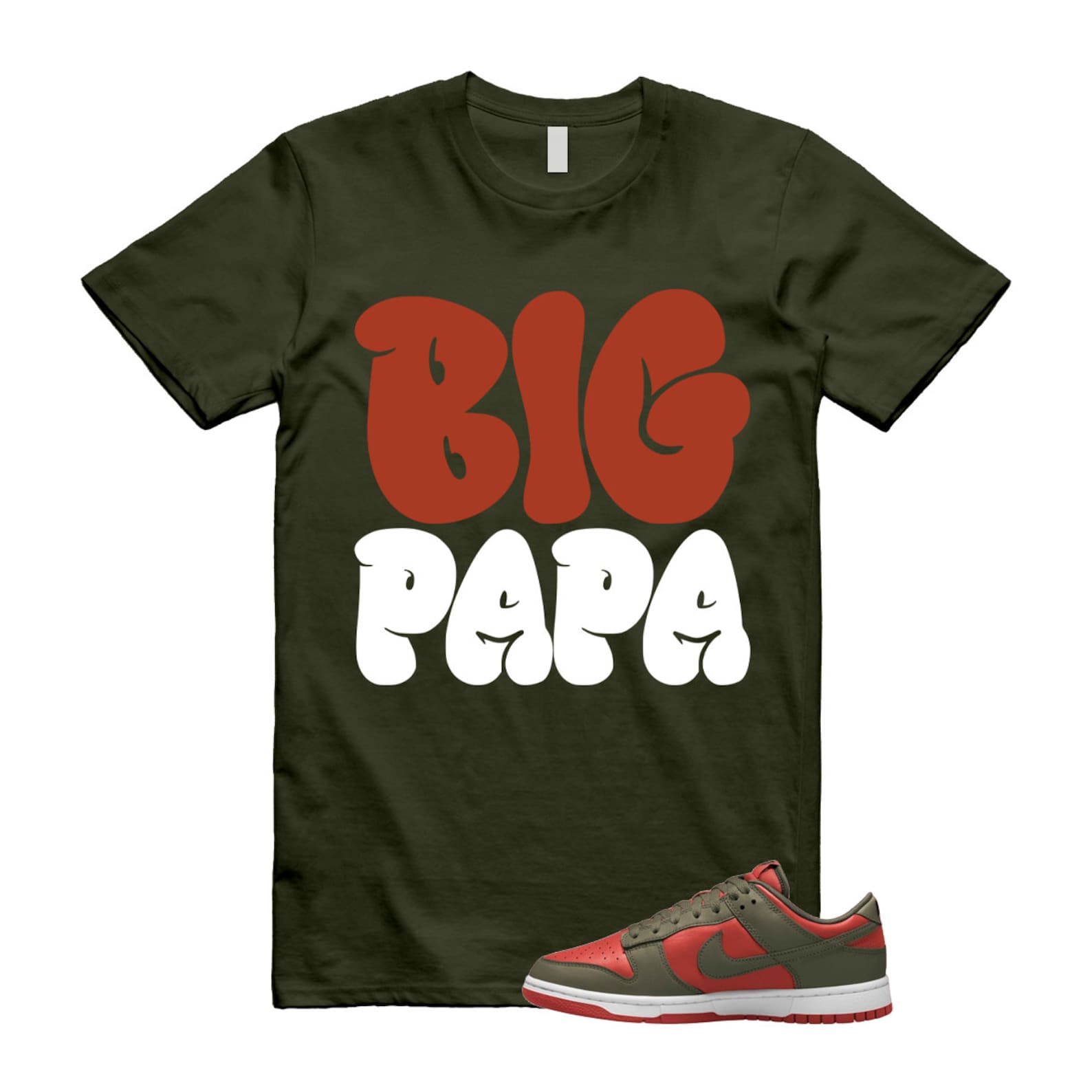 Dunk Mystic Red Cargo Khaki White Low T Shirt Match PAPA ,DV0833-600 T-Shirt, Sneaker Match Tee