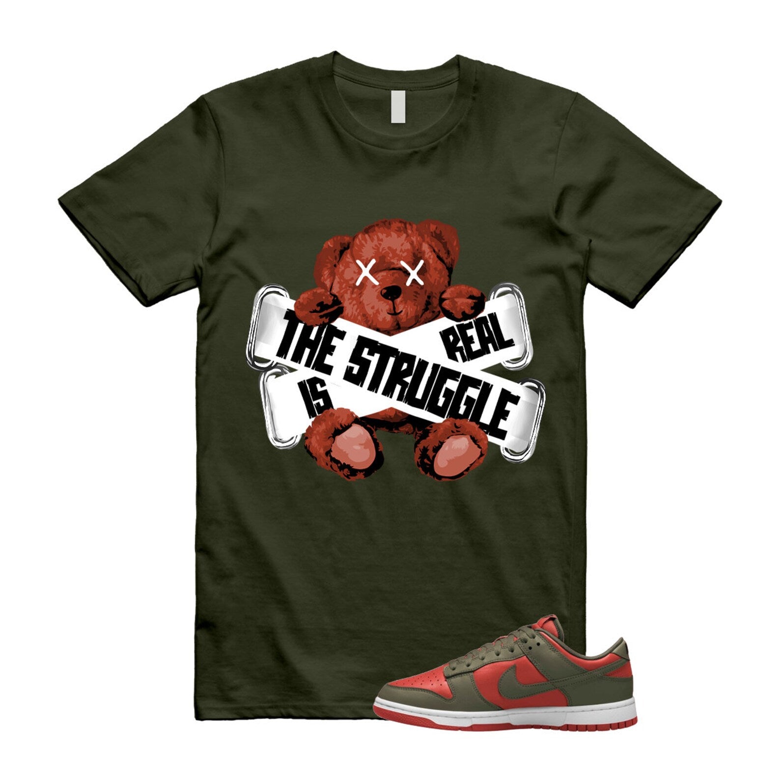 Dunk Mystic Red Cargo Khaki White Low T Shirt Match TSIR ,DV0833-600 T-Shirt, Sneaker Match Tee