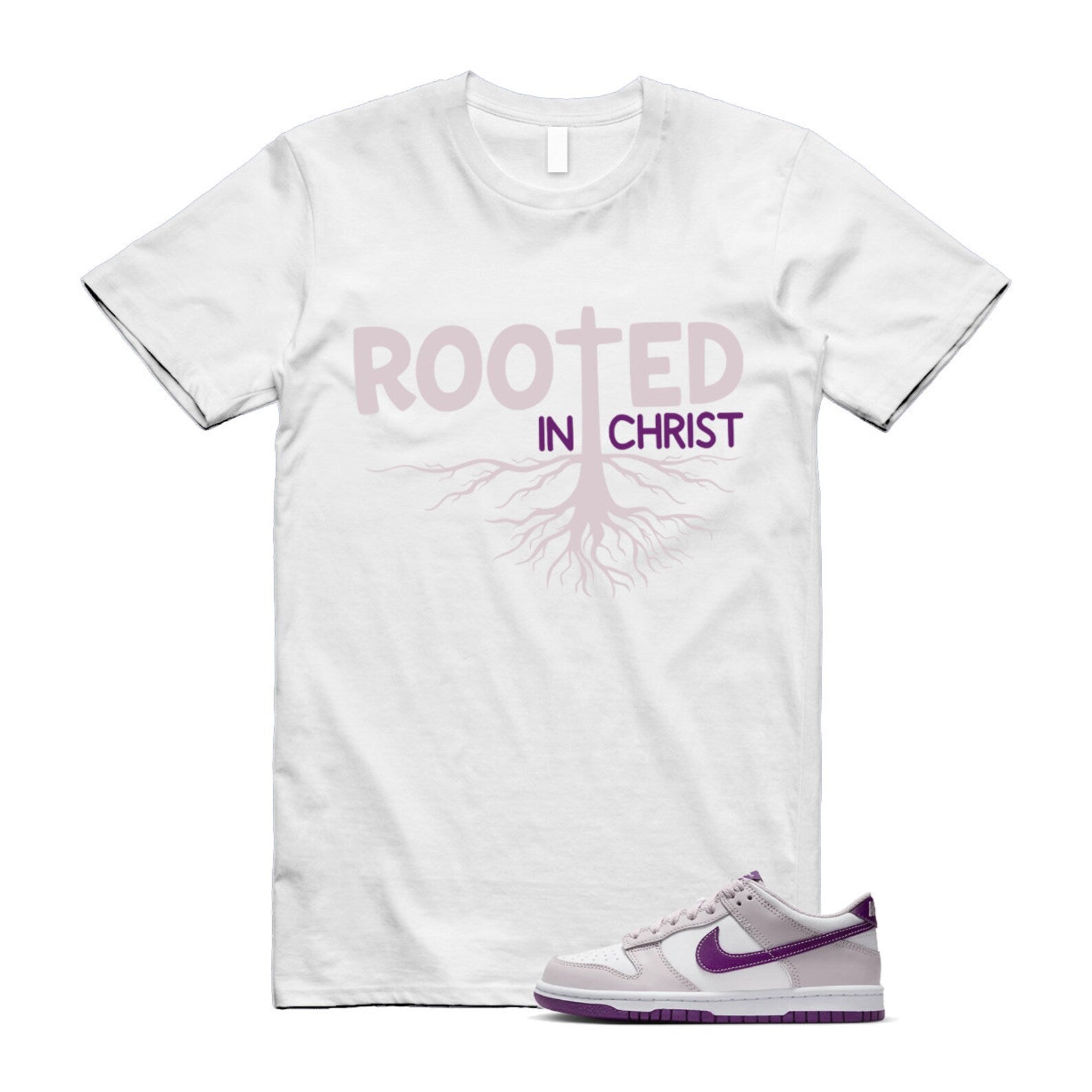 Dunk Platinum Violet Viotech White Low T Shirt Match ROOTED ,FB9109-104 T-Shirt, Sneaker Match Tee