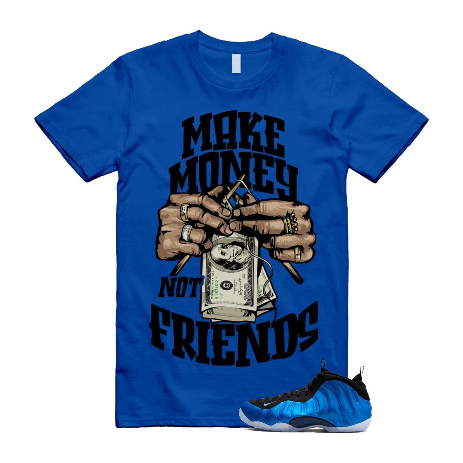 Foamposite Royal International Blue One Air White Black Clear T Shirt Match MM ,FQ8181-511 T-Shirt, Sneaker Match Tee