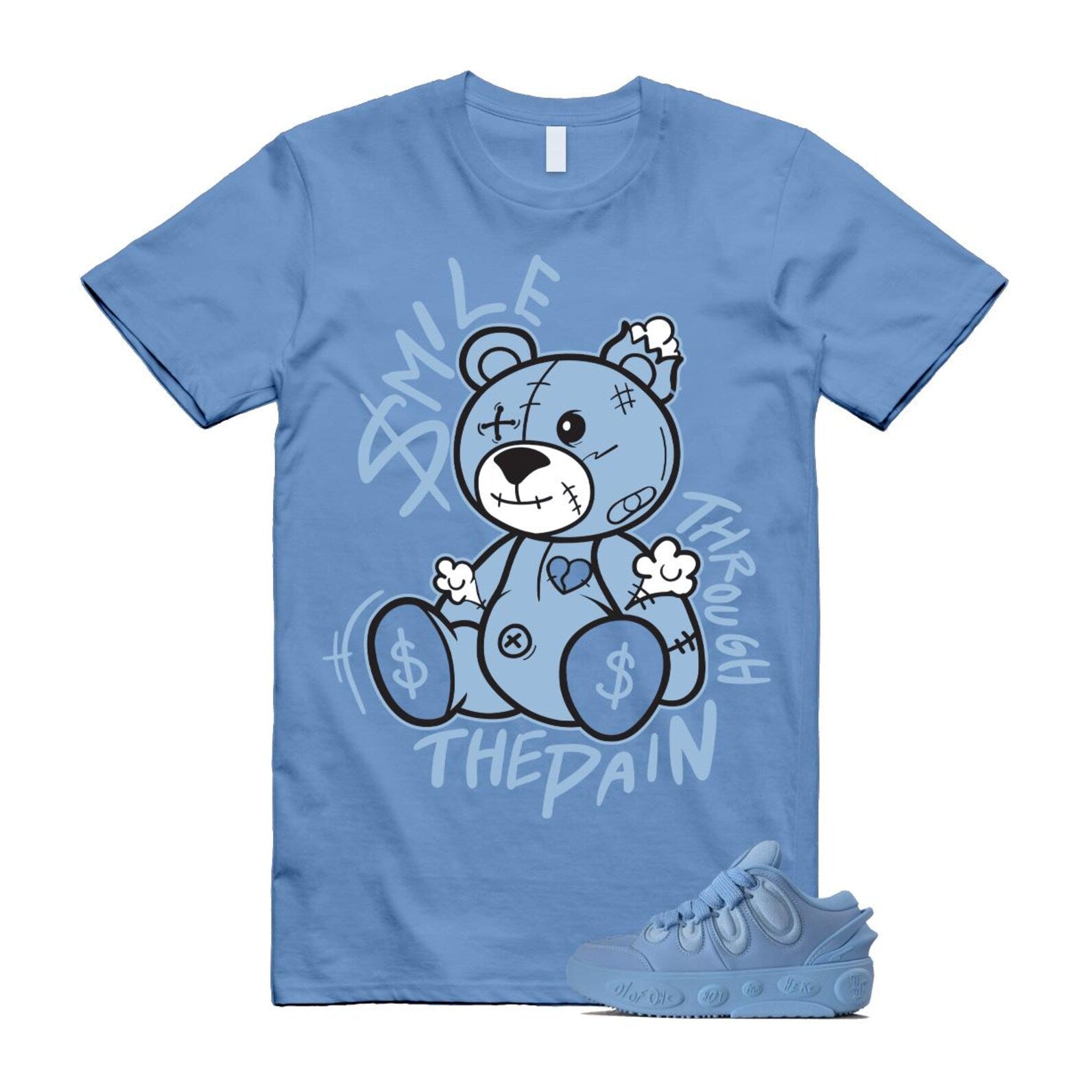 LaMelo Ball Amour 1 of 1 Team Light Blue T Shirt Match Smile Through The Pain ,310872-01 T-Shirt, Sneaker Match Tee