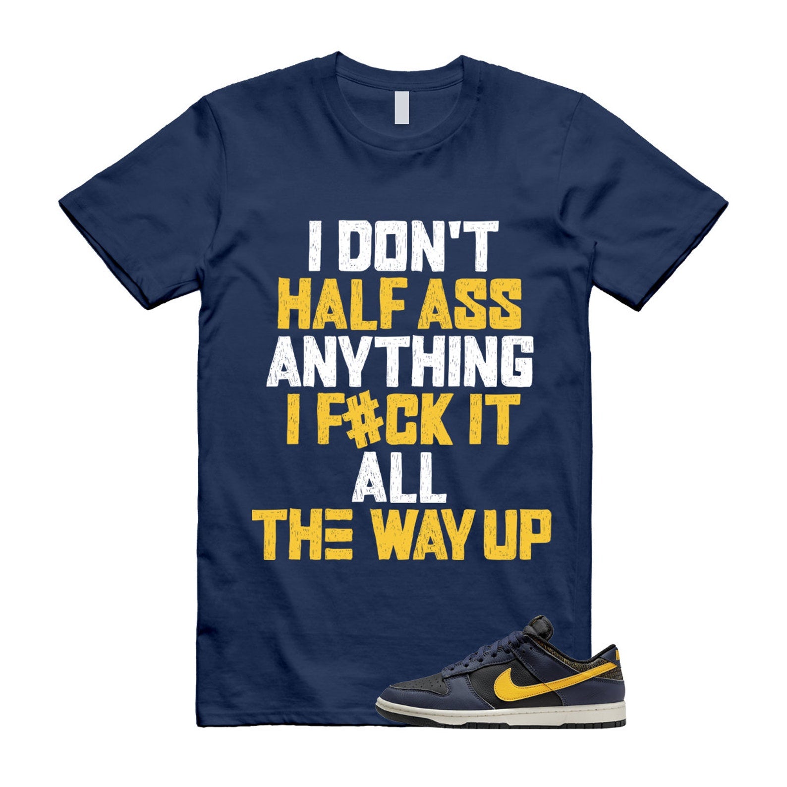 Dunk Vintage Michigan Midnight Navy Sail Black Tour Yellow Low T Shirt Match HALF ,FZ4014-010 T-Shirt, Sneaker Match Tee