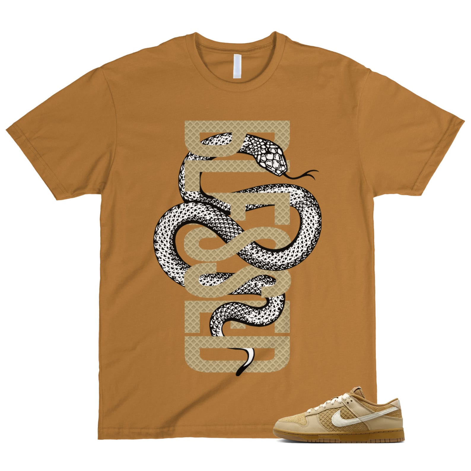 Dunk Waffle Wheat Coconut Milk Sesame Black Total Orange Low T Shirt Match SNAKEBLS ,FZ4041-744 T-Shirt, Sneaker Match Tee