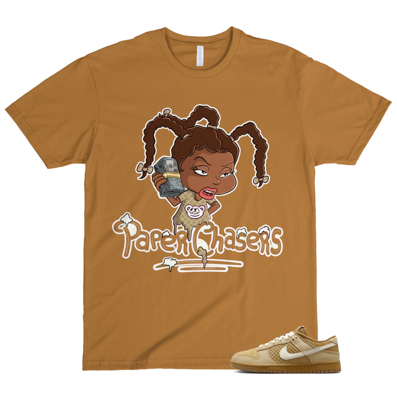 Dunk Waffle Wheat Coconut Milk Sesame Black Total Orange Low T Shirt Match PC ,FZ4041-744 T-Shirt, Sneaker Match Tee