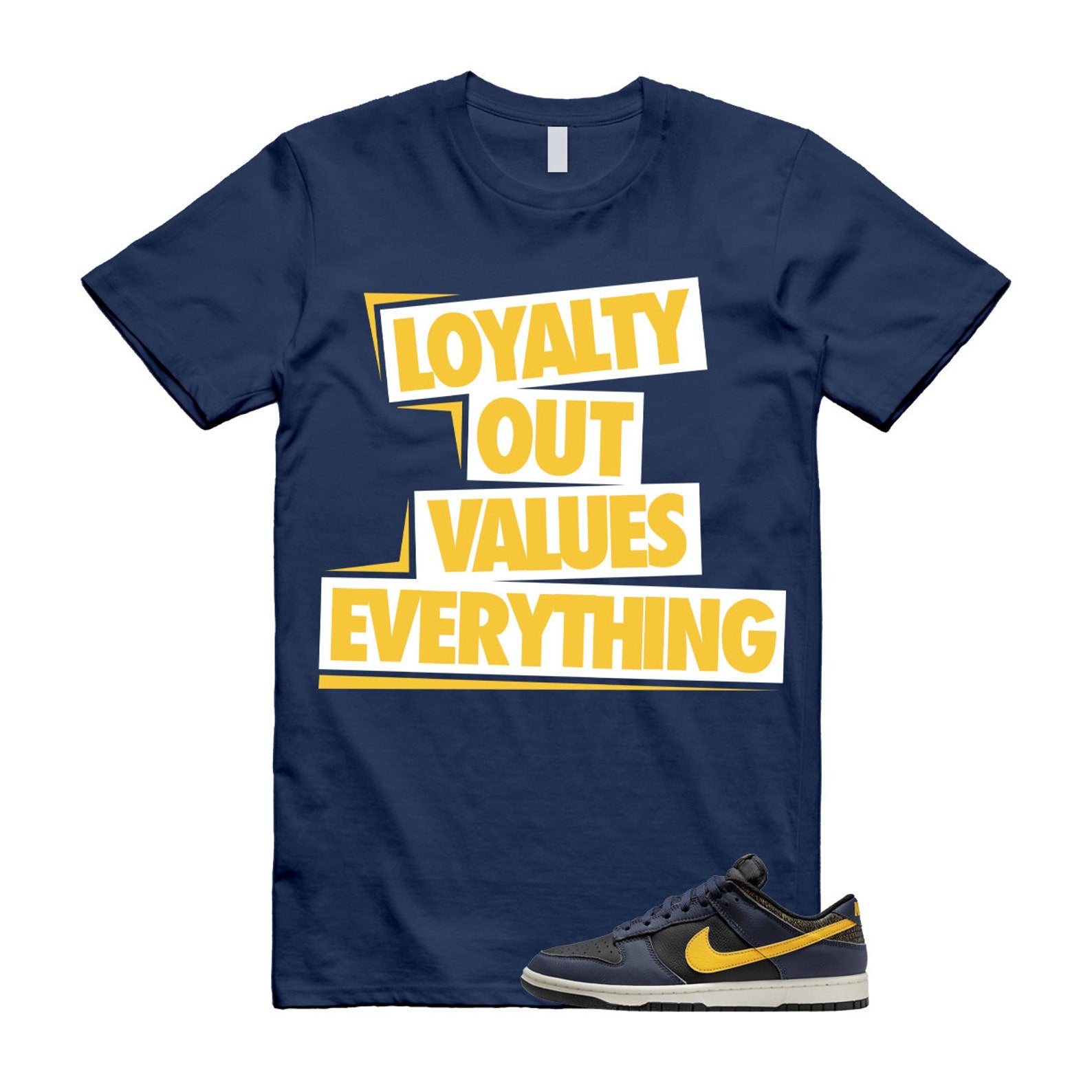 Dunk Vintage Michigan Midnight Navy Sail Black Tour Yellow Low T Shirt Match LOVE ,FZ4014-010 T-Shirt, Sneaker Match Tee