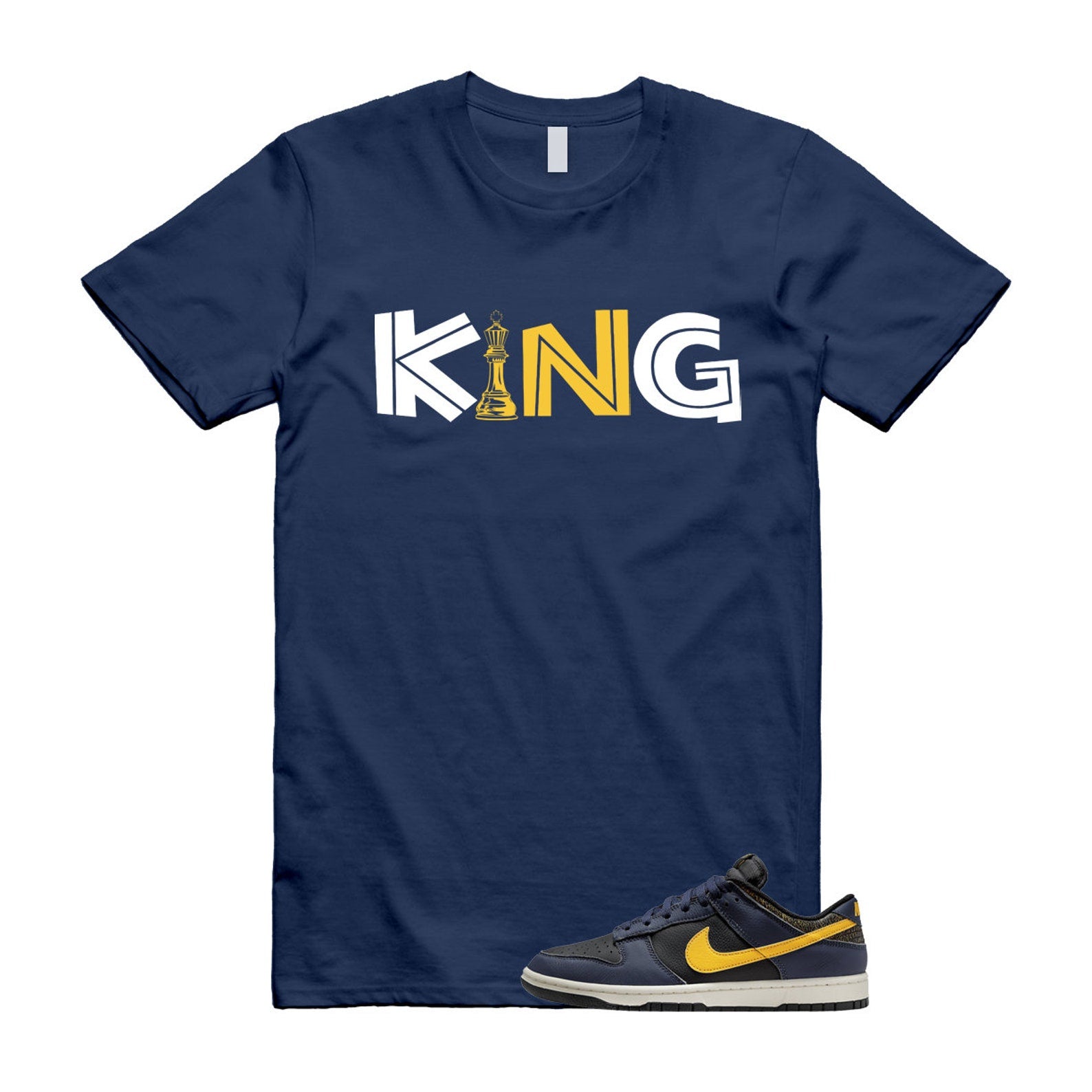 Dunk Vintage Michigan Midnight Navy Sail Black Tour Yellow Low T Shirt Match KING ,FZ4014-010 T-Shirt, Sneaker Match Tee