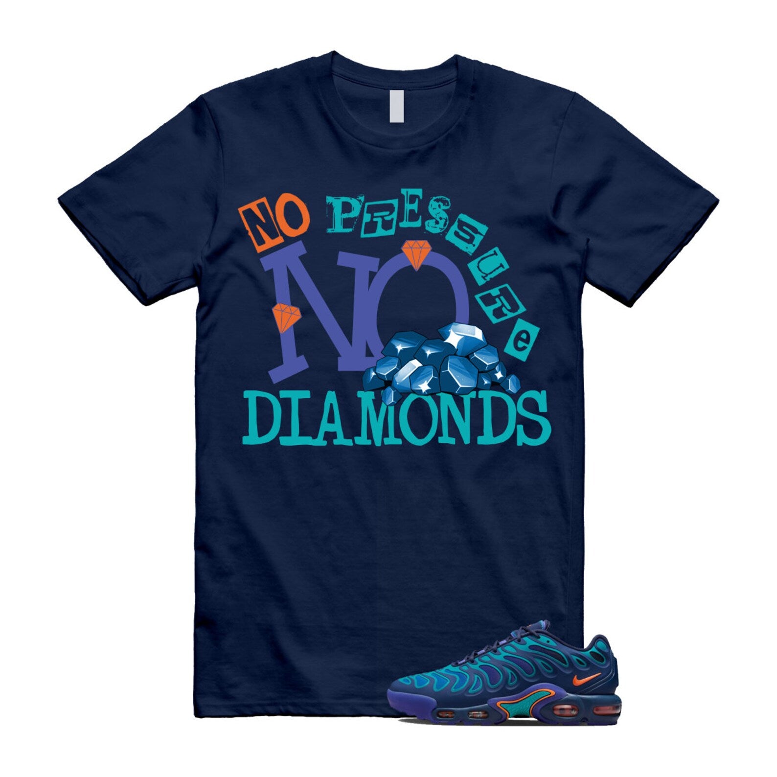 Air Max Plus Drift Midnight Navy Total Orange Dusty Cactus T Shirt Match DIAMOND ,FD4290-400 T-Shirt, Sneaker Match Tee