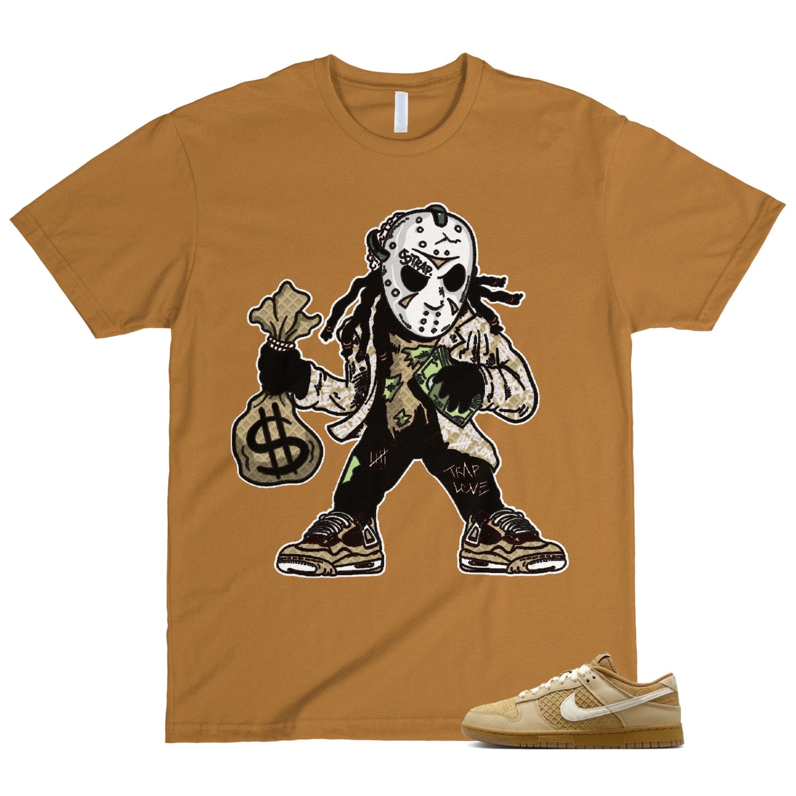 Dunk Waffle Wheat Coconut Milk Sesame Black Total Orange Low T Shirt Match JASON ,FZ4041-744 T-Shirt, Sneaker Match Tee