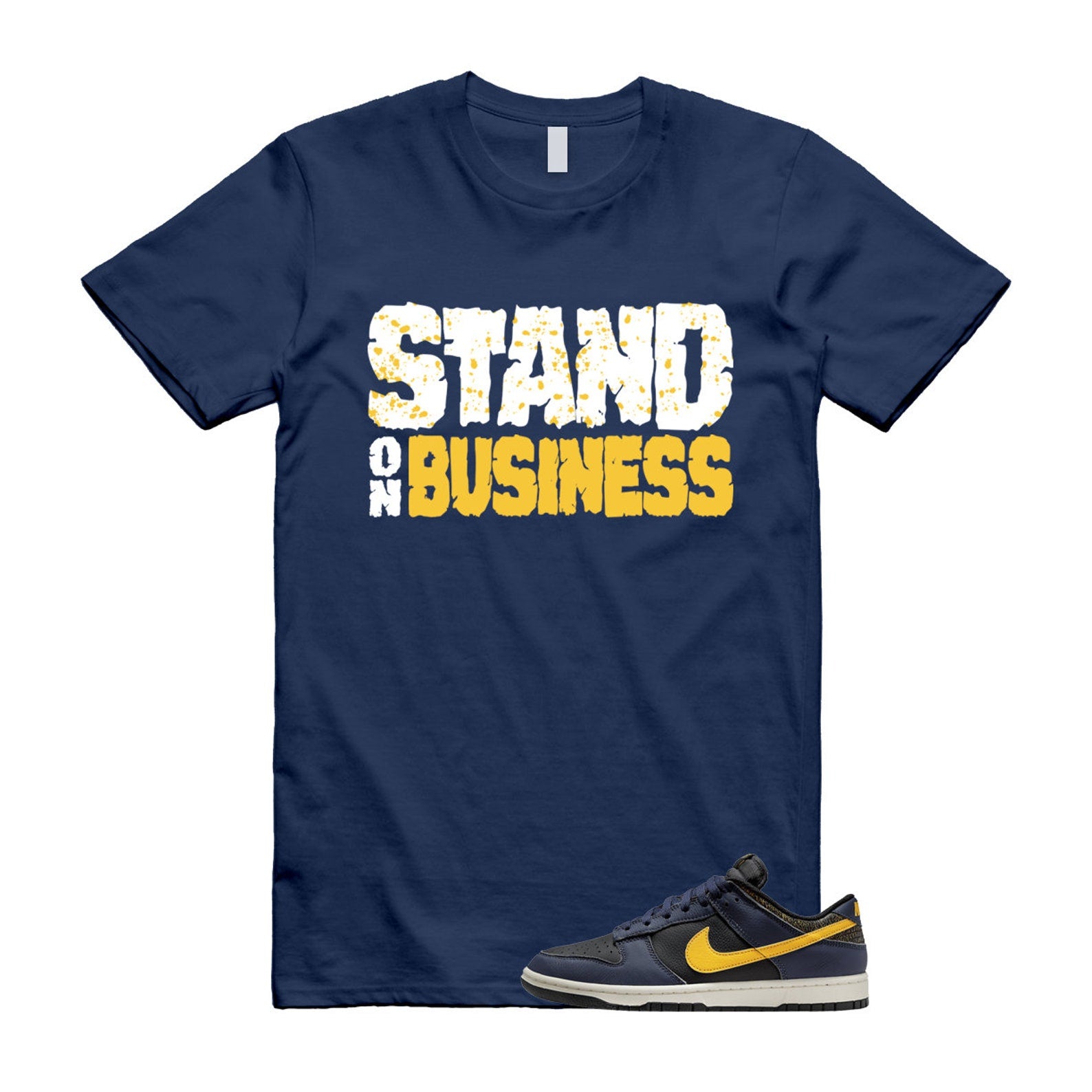 Dunk Vintage Michigan Midnight Navy Sail Black Tour Yellow Low T Shirt Match Stand On Business ,FZ4014-010 T-Shirt, Sneaker Match Tee