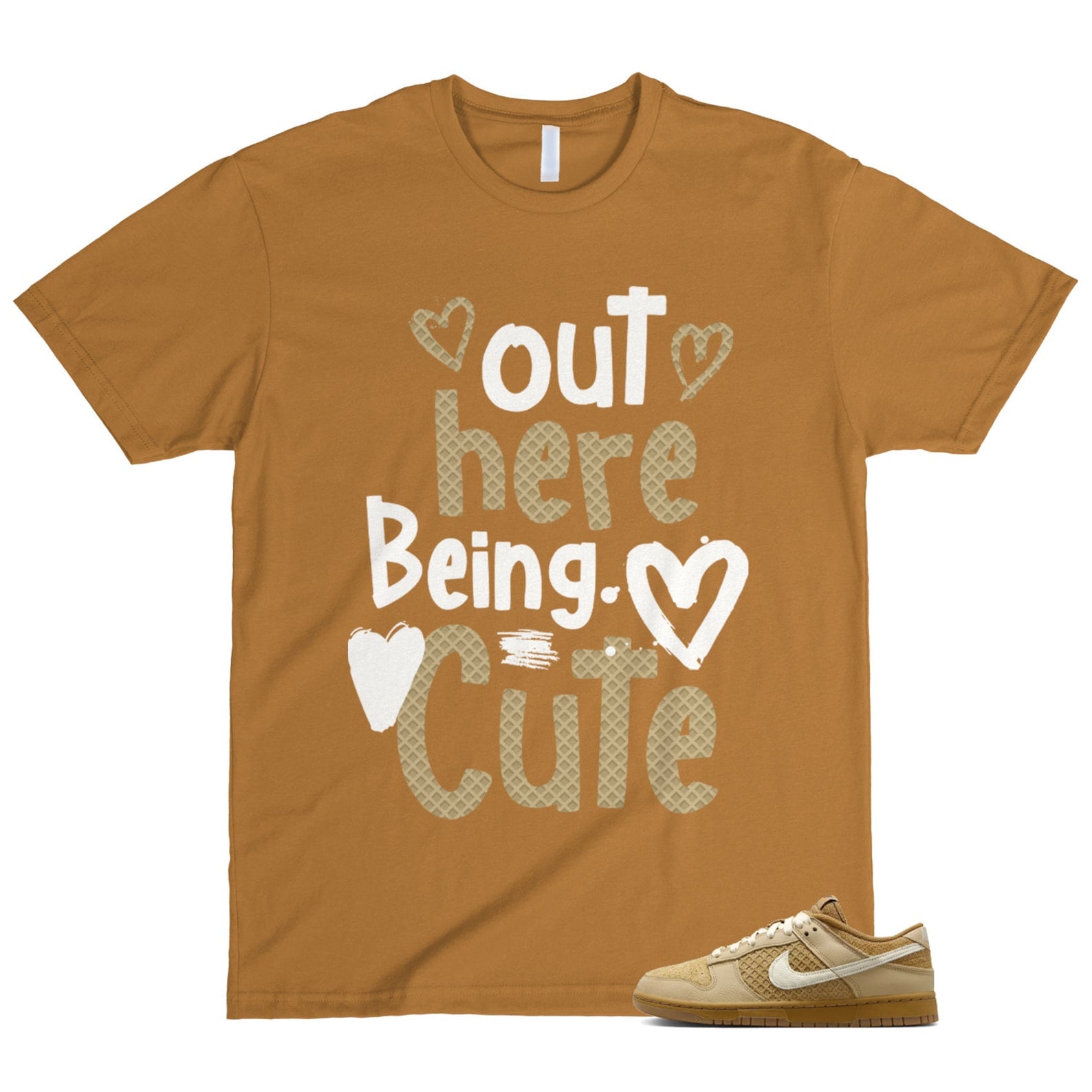 Dunk Waffle Wheat Coconut Milk Sesame Black Total Orange Low T Shirt Match Out Here Being Cute ,FZ4041-744 T-Shirt, Sneaker Match Tee