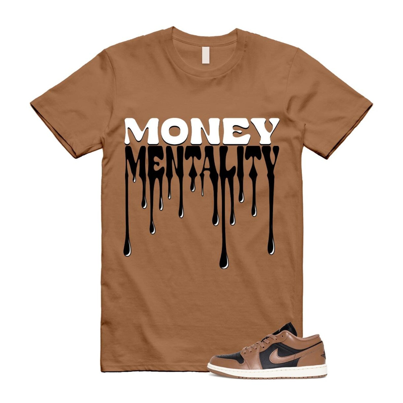 1 Archaeo Brown Black Sail Low White T Shirt Match MENTALITY ,DC0774-021 T-Shirt, Sneaker Match Tee