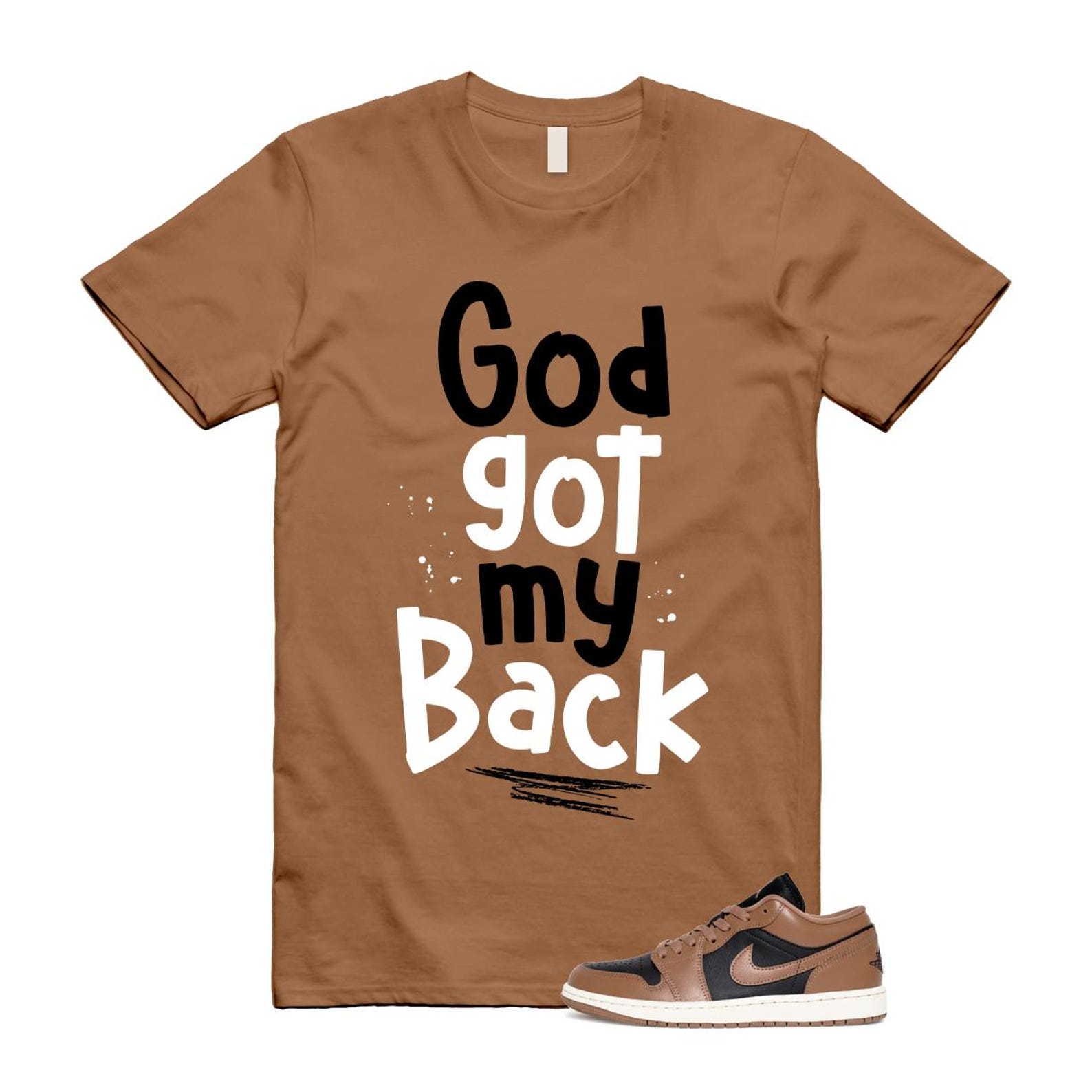 1 Archaeo Brown Black Sail Low White T Shirt Match GOD ,DC0774-021 T-Shirt, Sneaker Match Tee