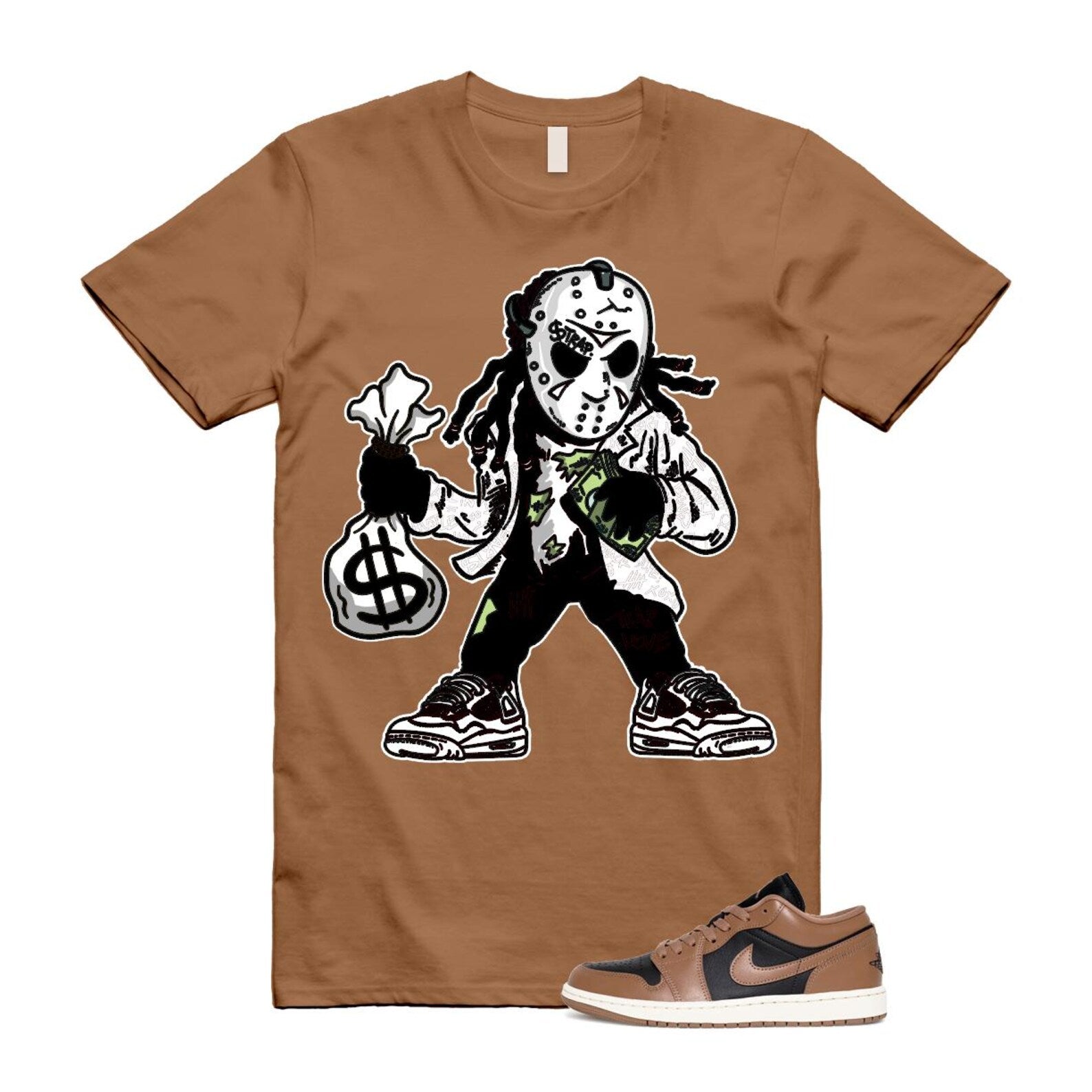 1 Archaeo Brown Black Sail Low White T Shirt Match JASON ,DC0774-021 T-Shirt, Sneaker Match Tee