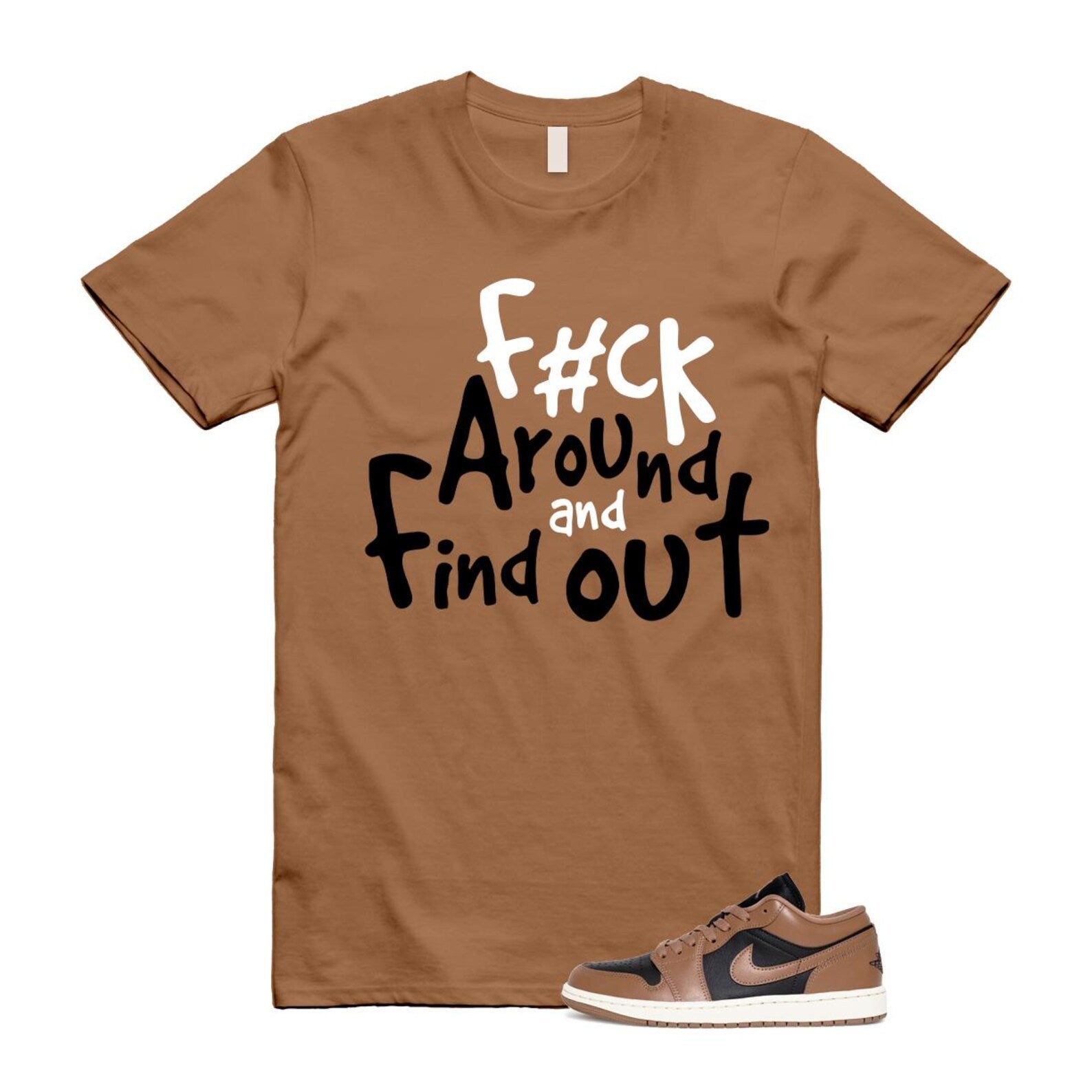 1 Archaeo Brown Black Sail Low White T Shirt Match FCK2 ,DC0774-021 T-Shirt, Sneaker Match Tee