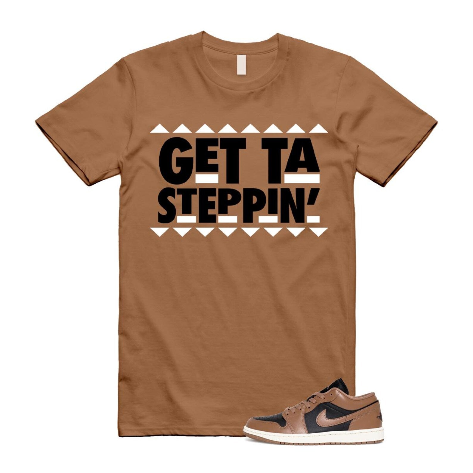 1 Archaeo Brown Black Sail Low White T Shirt Match GET ,DC0774-021 T-Shirt, Sneaker Match Tee