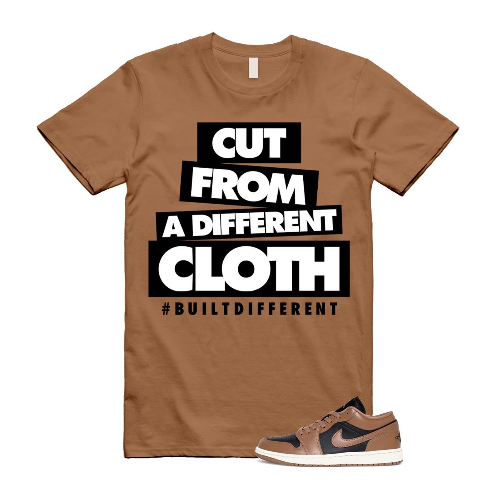 1 Archaeo Brown Black Sail Low White T Shirt Match CLOTH ,DC0774-021 T-Shirt, Sneaker Match Tee