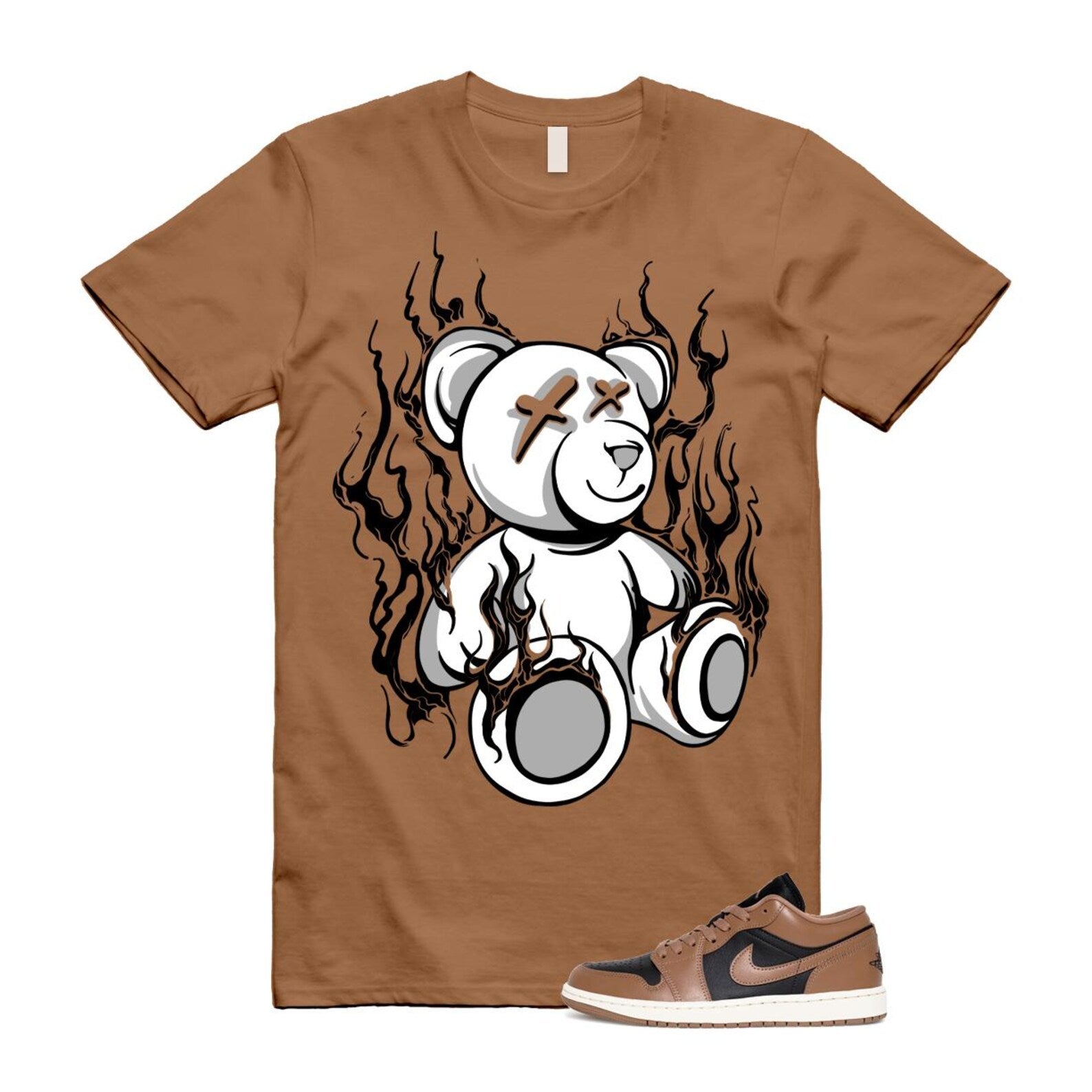 1 Archaeo Brown Black Sail Low White T Shirt Match LIT ,DC0774-021 T-Shirt, Sneaker Match Tee
