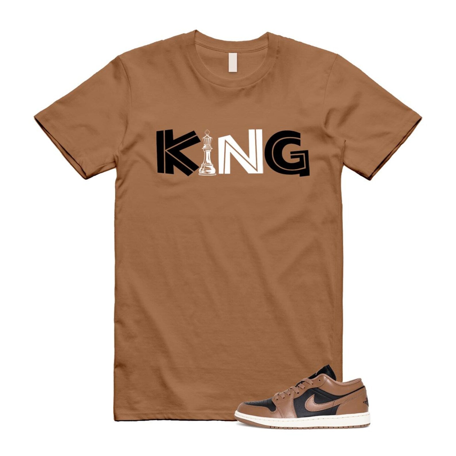 1 Archaeo Brown Black Sail Low White T Shirt Match KING ,DC0774-021 T-Shirt, Sneaker Match Tee