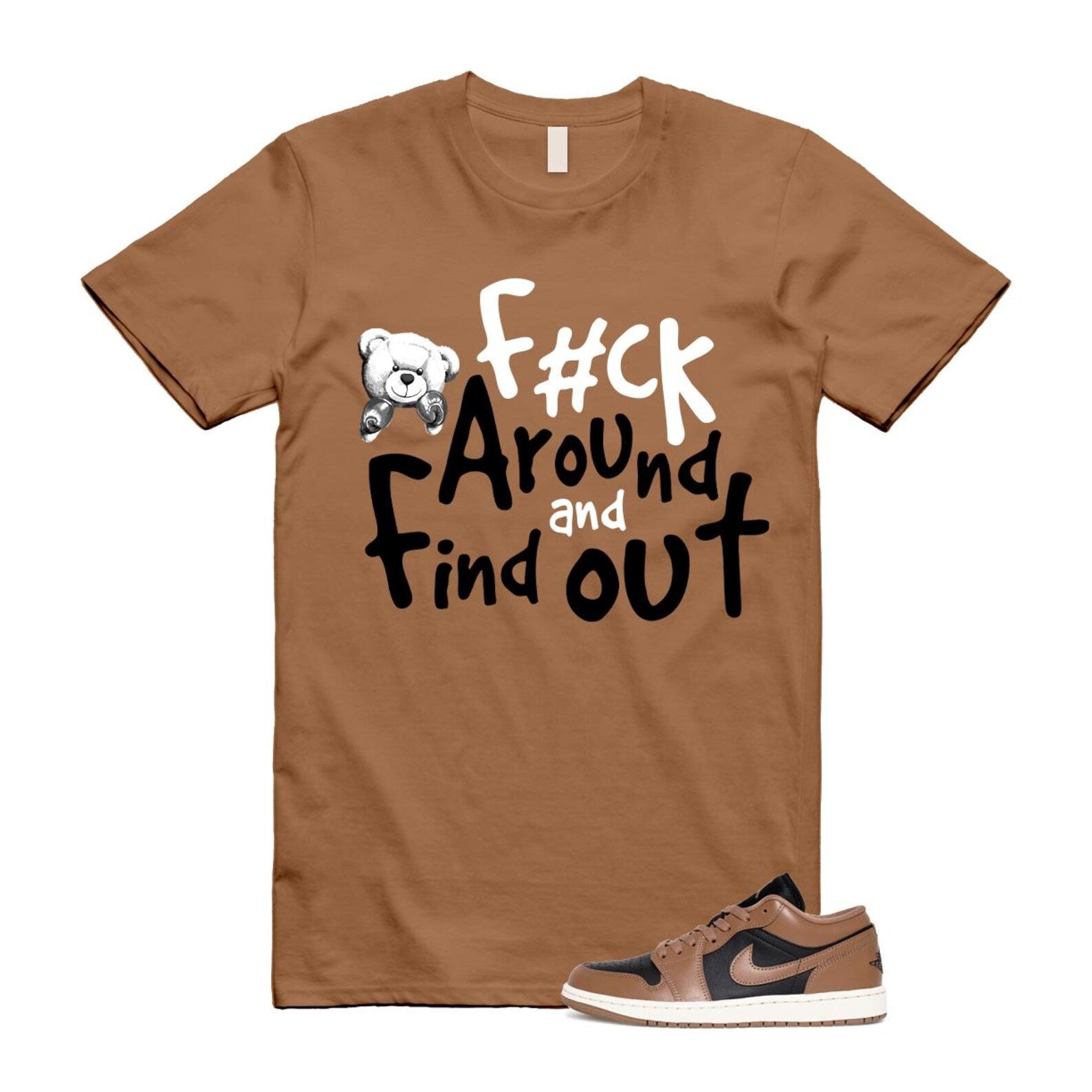 1 Archaeo Brown Black Sail Low White T Shirt Match FCK ,DC0774-021 T-Shirt, Sneaker Match Tee