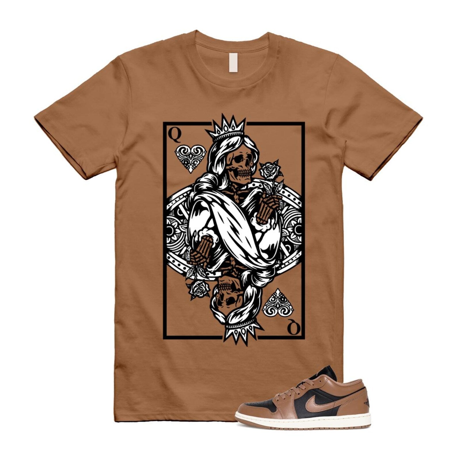 1 Archaeo Brown Black Sail Low White T Shirt Match QC ,DC0774-021 T-Shirt, Sneaker Match Tee