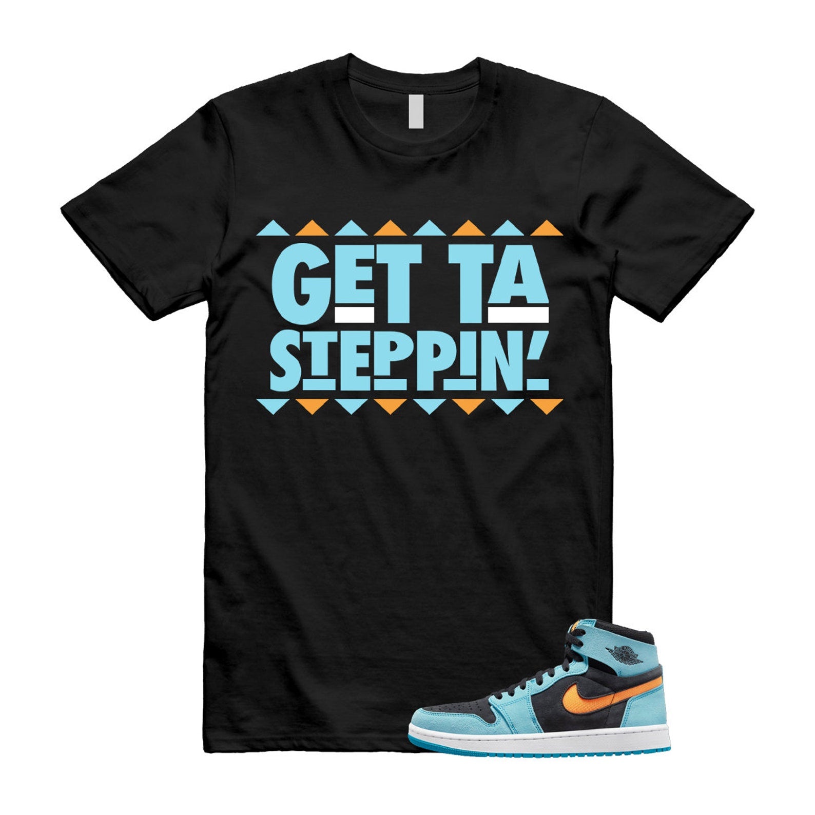 GET T Shirt to match Air J 1 High Zoom Comfort 2 Black Teal Bright Citrus Orange Turquoise ,DV1307-408 T-Shirt, Sneaker Match Tee