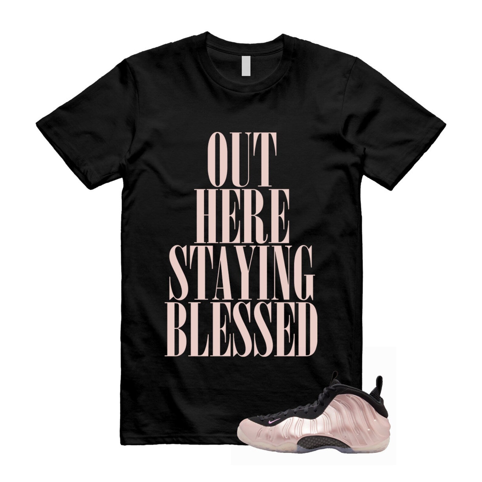 Foamposite Cherry Blossom Air One DMV Platinum Violet Pink Rise White Black T Shirt Match STAYBLS ,HJ4187-001 T-Shirt, Sneaker Match Tee
