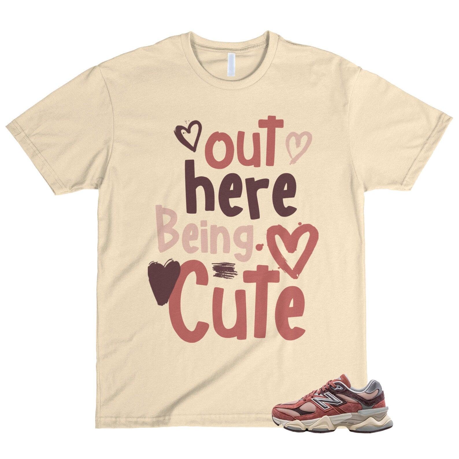New Balance 9060 Cherry Blossom Mineral Red Truffle Rain Cloud T Shirt Match Out Here Being Cute ,U9060TRU T-Shirt, Sneaker Match Tee