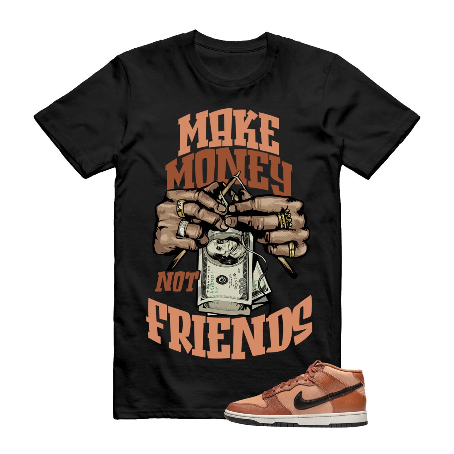 MM T Shirt to match N Dunk Mid Amber Brown Phantom Dark Russet Black ,DZ2533-200 T-Shirt, Sneaker Match Tee