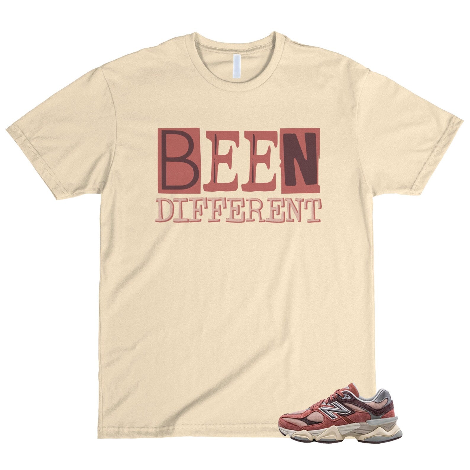 New Balance 9060 Cherry Blossom Mineral Red Truffle Rain Cloud T Shirt Match BEEN ,U9060TRU T-Shirt, Sneaker Match Tee