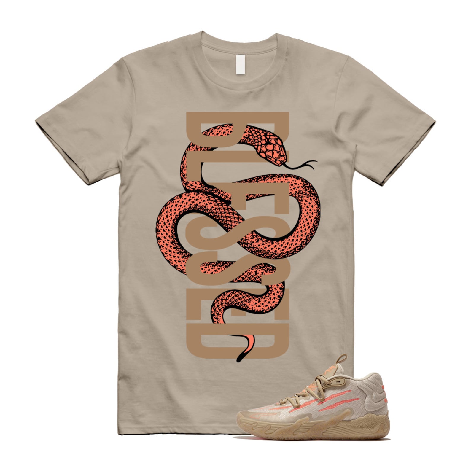 Chinese New Year LaMelo Ball MB.03 Gold Fluro Peach Pes T Shirt Match SNAKEBLS ,309716-01 T-Shirt, Sneaker Match Tee