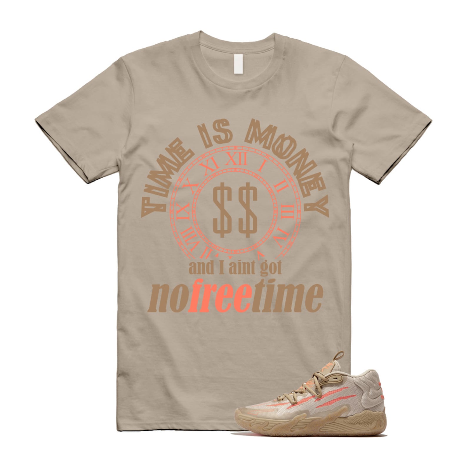 Chinese New Year LaMelo Ball MB.03 Gold Fluro Peach Pes T Shirt Match FREE TIME ,309716-01 T-Shirt, Sneaker Match Tee