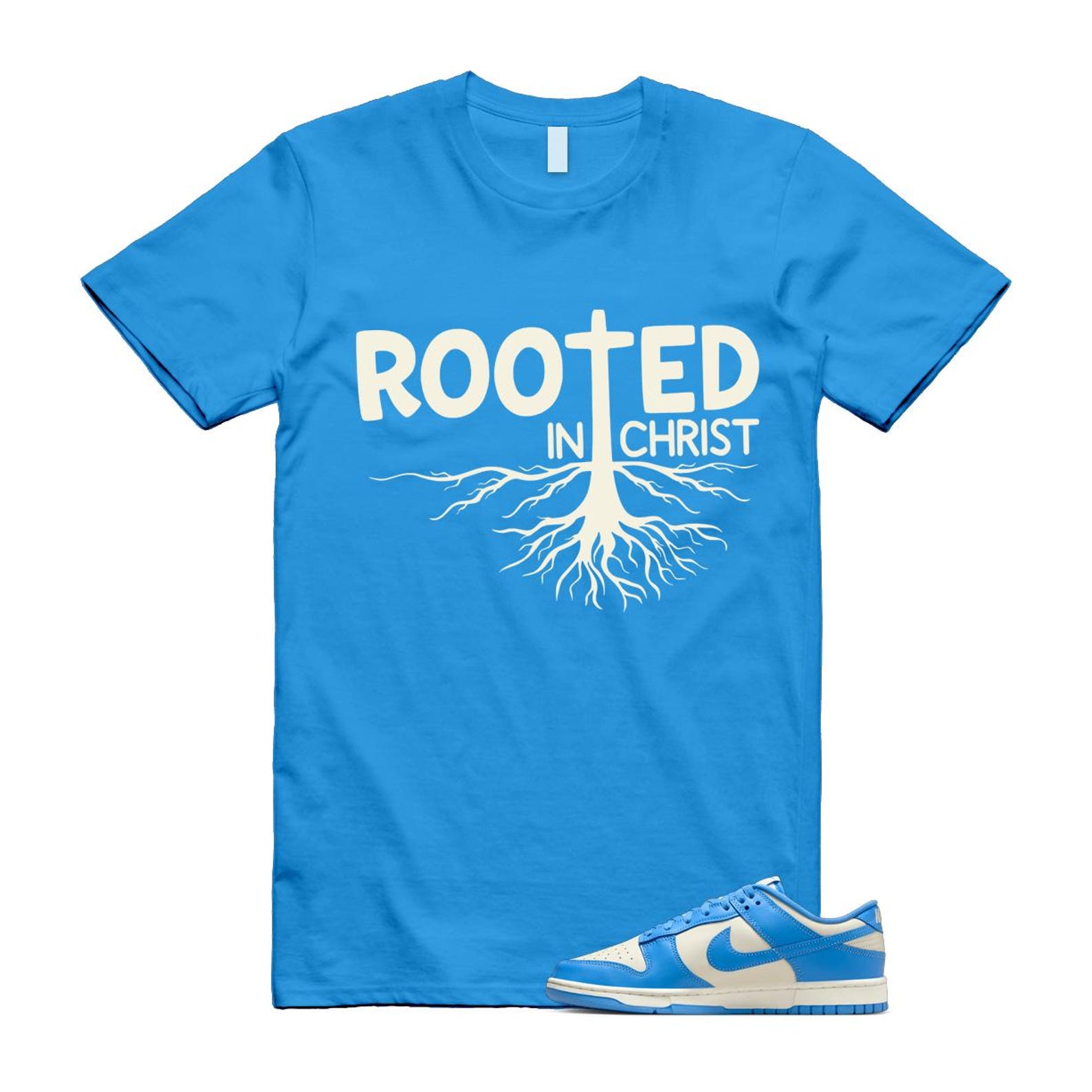 Dunk UNC 2024 University Blue Coconut Milk Low Retro T Shirt Match ROOTED ,DV0833-113 T-Shirt, Sneaker Match Tee