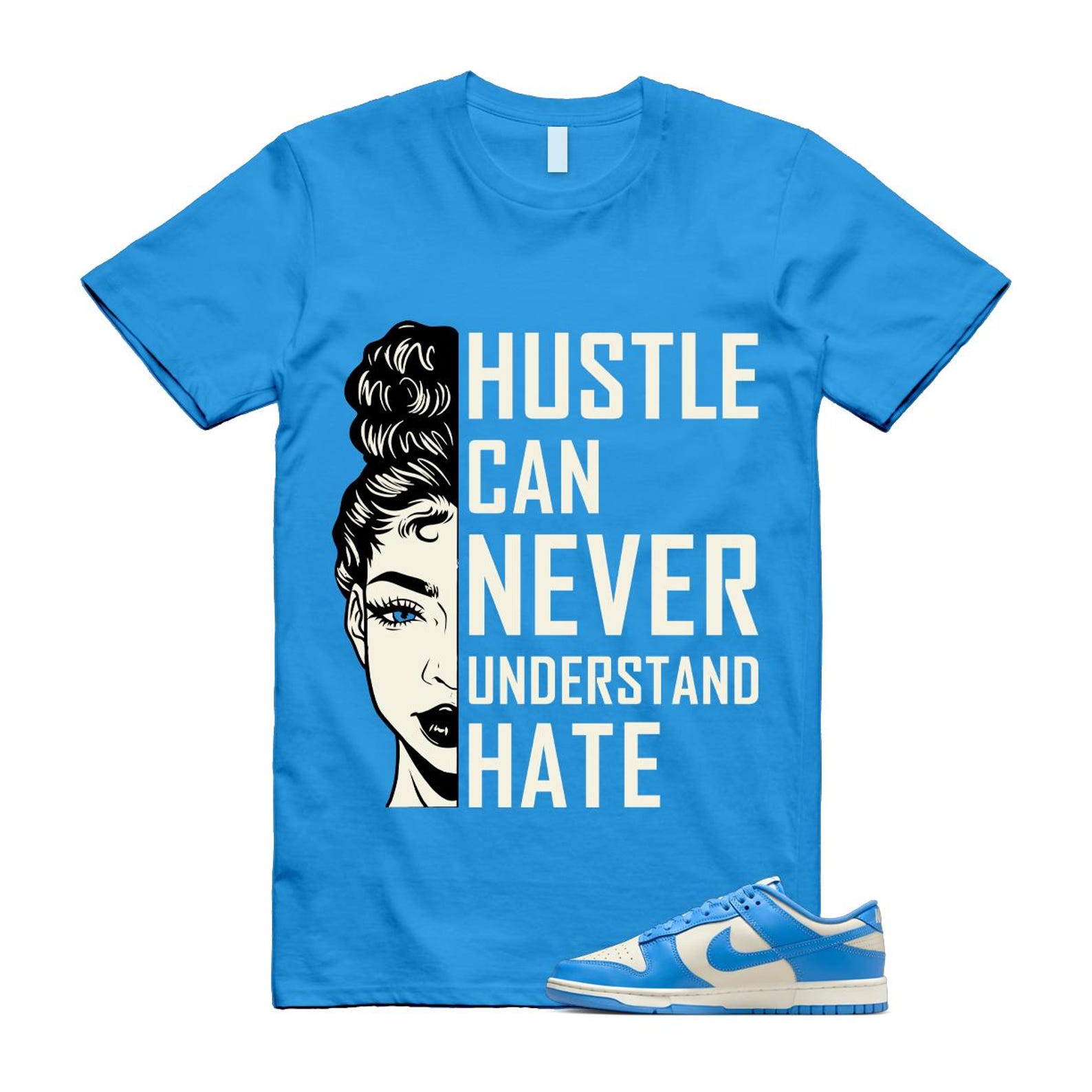Dunk UNC 2024 University Blue Coconut Milk Low Retro T Shirt Match HUSTLE ,DV0833-113 T-Shirt, Sneaker Match Tee