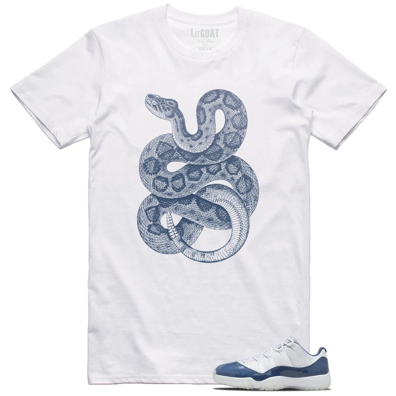 Python Snake Shirt to Match Jordan 11 Diffused Blue FV5104-104 T-Shirt, Sneaker Match Tee