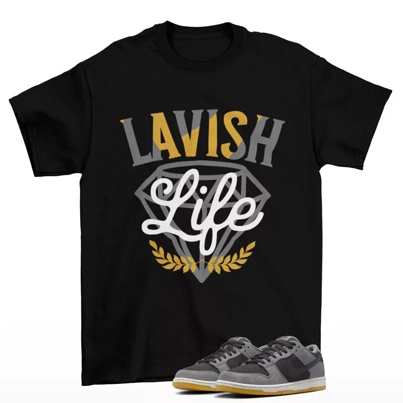 Lavish Sneaker Shirt to Match Dunk SB Low Black Smoke Grey HF3063-001 T-Shirt, Sneaker Match Tee
