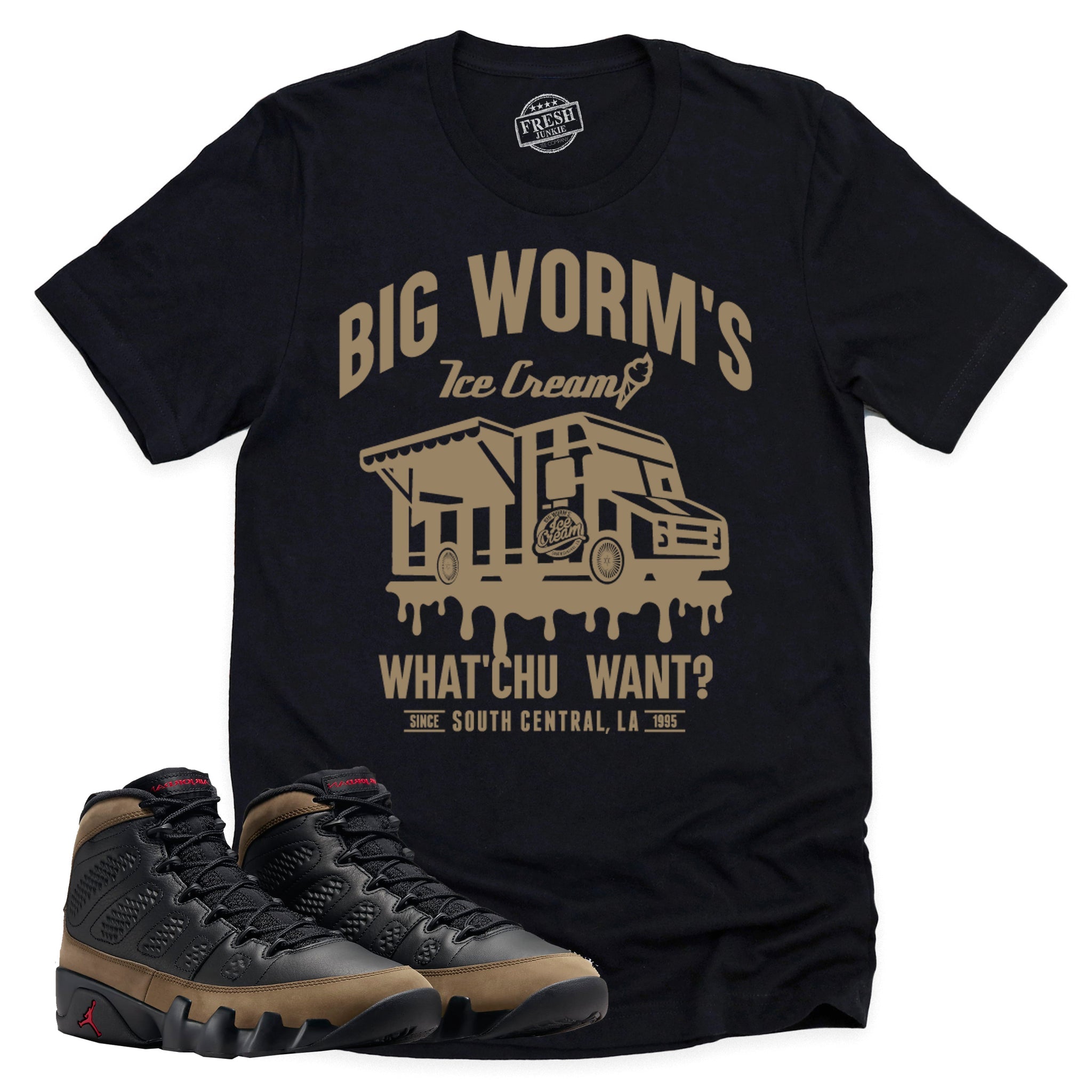 BW's Ice Cream Shop Shirt, Retro Air Jordan 9 Olive Shirt Match Sneaker ,HV4794-030 T-Shirt, Sneaker Match Tee