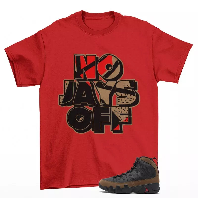 Jay All Day Shirt Red to Match Jordan 9 Retro Olive HV4794-030 T-Shirt, Sneaker Match Tee