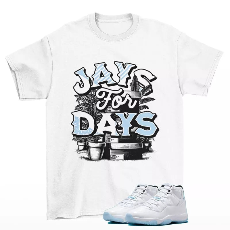 Stacked Legend Blue Shirt White to Match Jordan 11 Retro Legend Blue CT8012-104 T-Shirt, Sneaker Match Tee