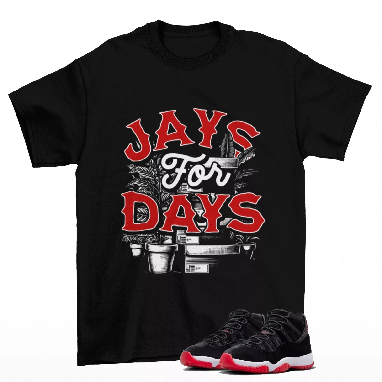 Stacked Sneaker Shirt Black to Match Jordan 11 Retro Bred Velvet DB5457-061 T-Shirt, Sneaker Match Tee