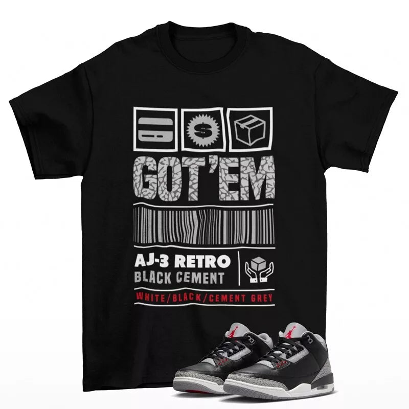 Copped Sneaker Shirt to Match Jordan 3 Retro OG Black Cement DN3707-010 T-Shirt, Sneaker Match Tee